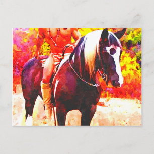 Cartão Postal Nativo Americano em Horseback ♂
