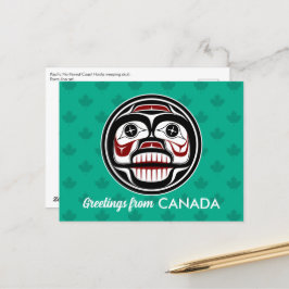 Cartão Postal Nativo Americano Vermelho Negro Haida Art Crânio