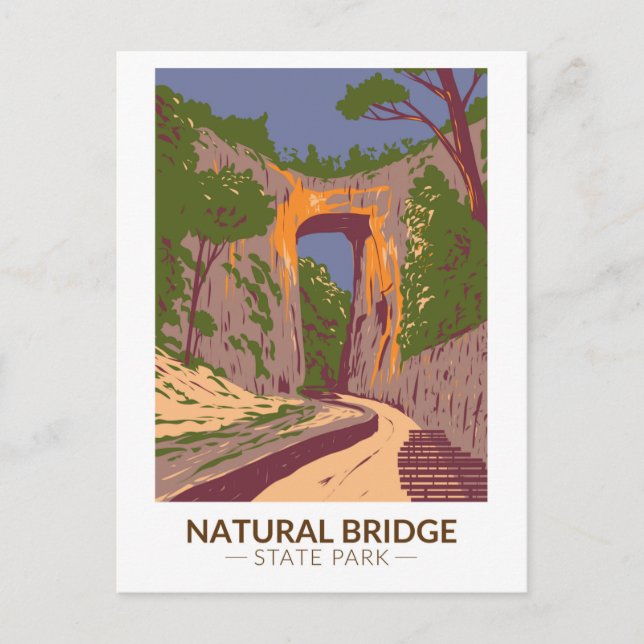 Cartão Postal Natural Bridge State Park Virginia Vintage (Frente)