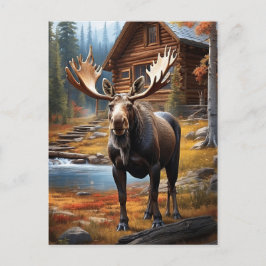 Cartão Postal *~* Nature AP49 Stream MOOSE Forest Cottage Cabin