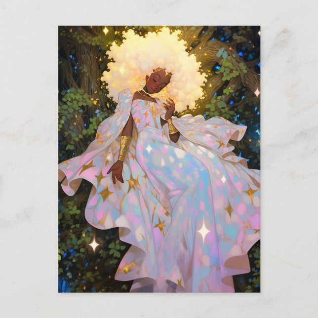 Cartão Postal Nature Goddese African American Fantasy Art (Frente)
