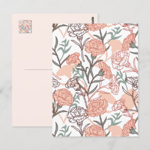Cartão Postal Nature Inspirou Floral: Padrão De Flor De Cravos