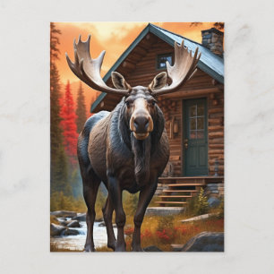 Cartão Postal *~* Natureza Cabin STREAM AP49 Floresta MOOSE