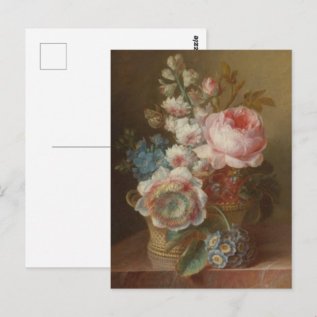 Cartão Postal Natureza-morta com Flores – Cornelis van Spaendonc (Frente/Verso)