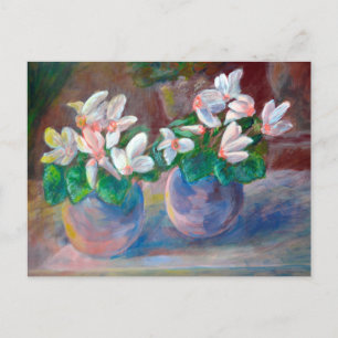 Cartão Postal Natureza Morta com Pintura de Ciclame Rosa