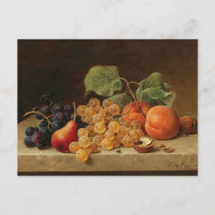 Cartão Postal Natureza Morta com Uvas, Pêssegos por Emilie Preye