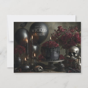 Cartão Postal Natureza-Morta de Aniversário Gótica Escura e Somb