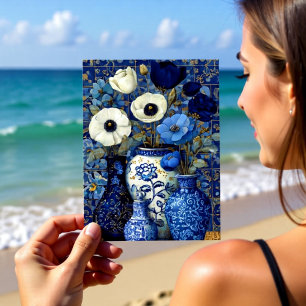 Cartão Postal Natureza-Morta Floral Azul Holandesa
