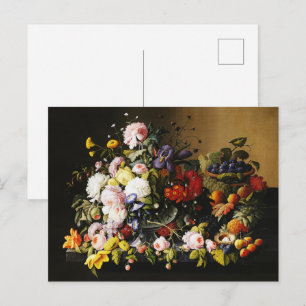 Cartão Postal Natureza-morta Floral de Frutas Vintage de Severin