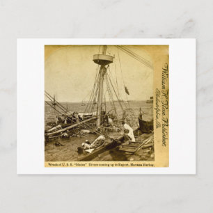 Cartão Postal Naufrágio do Maine americano, mergulhadores chegan