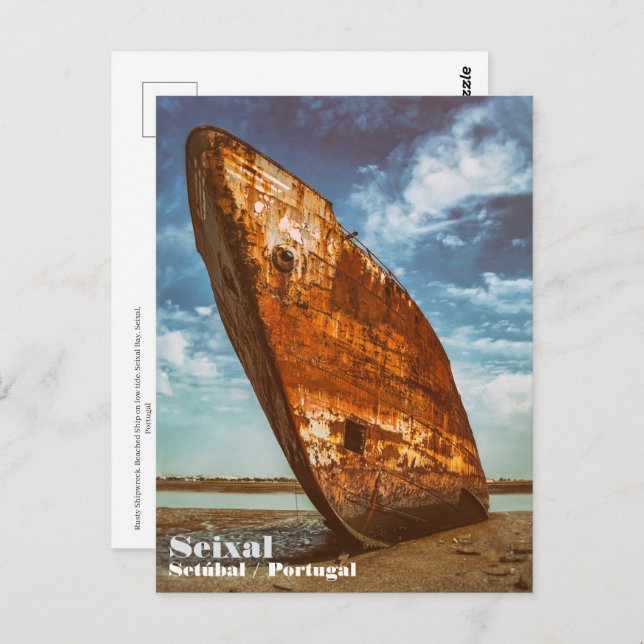 Cartão Postal Naufrágio enferrujado, aprisionado ou encalhado na (Frente/Verso)