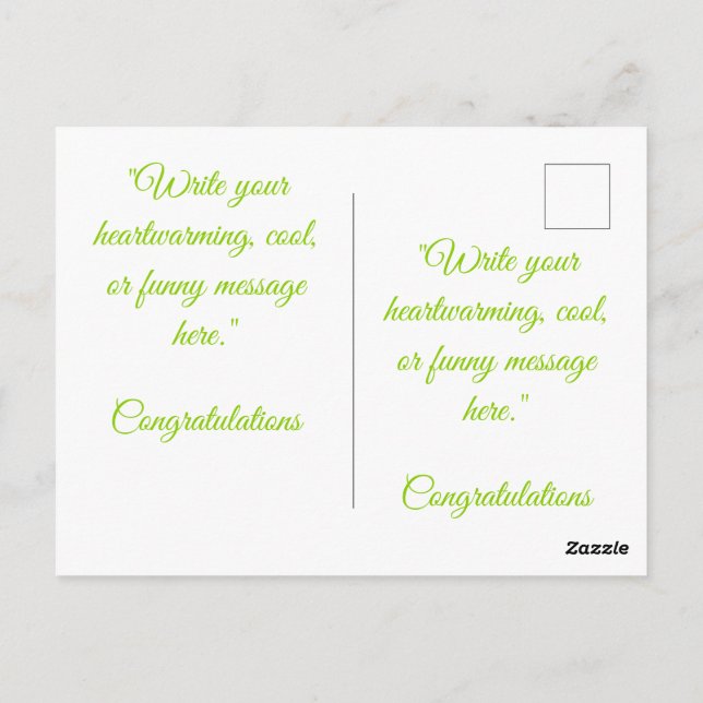 Cartão Postal Naughn Green PERSONALIZÁVEL (Verso)