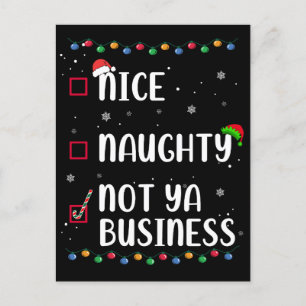Cartão Postal Naughty Nice, não é a lista Xmas dos Papais noeis