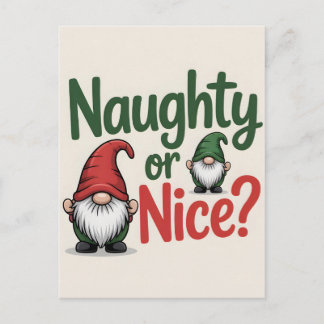 Cartão Postal Naughty or Nice Christmas Graphic: Cute Gnomes