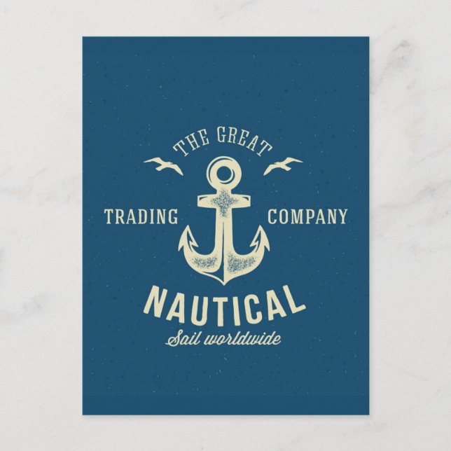 Cartão Postal Nautical Retro Logo (Frente)
