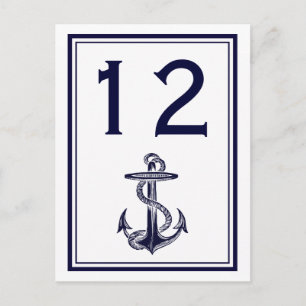 Cartão Postal Náutico Ancorador Marinho Azul Frame 2V Número da