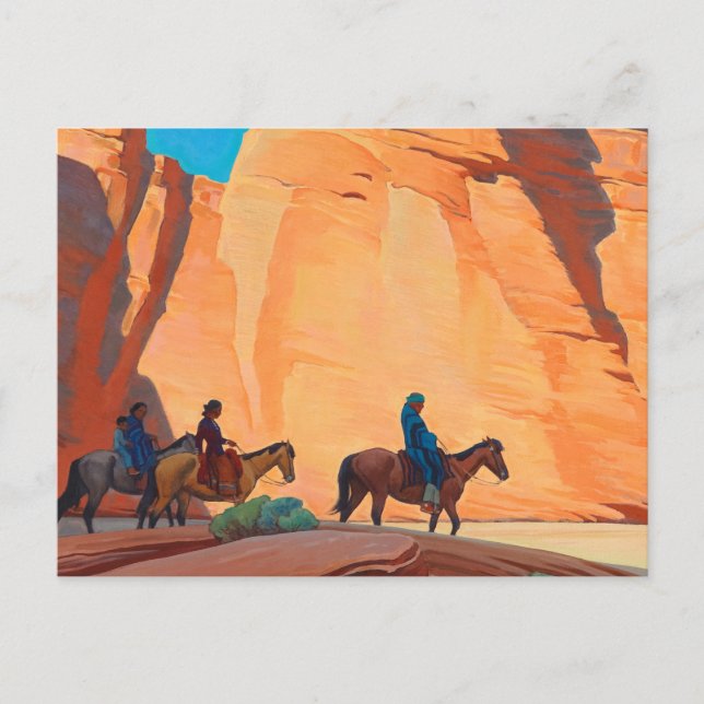 Cartão Postal Navajos em um Canyon, 1945 por Maynard Dixon (Frente)