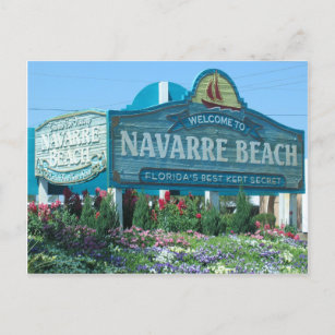 Cartão Postal Navarre Beach, Flórida, sinal de boas-vindas