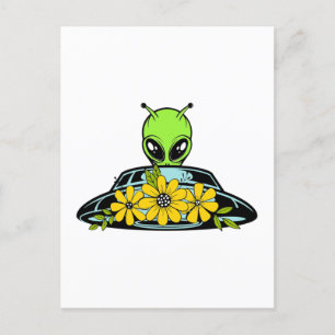 Cartão Postal Nave Espacial Alienígena Floral