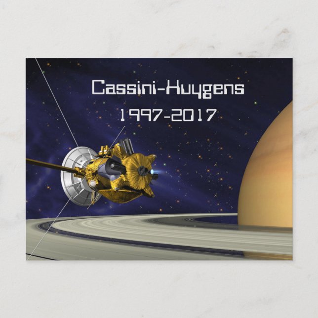 Cartão Postal nave espacial Cassini Huygens Saturn (Frente)