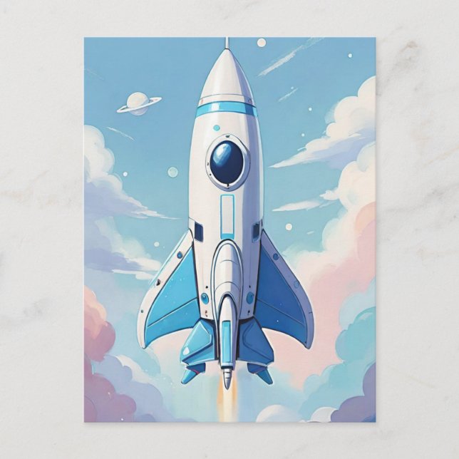 Cartão Postal nave espacial voando no céu (Frente)