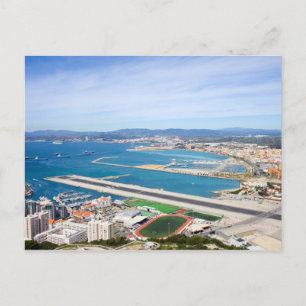 Cartão Postal Navegação em Gibraltar e pista de aeroportos a p