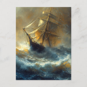 Cartão Postal Navegação em uma Pintura de Tempestade