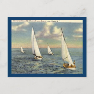 Cartão Postal Navegação, Long Beach, Long Island Vintage