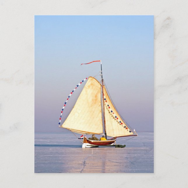 Cartão Postal Navegação no gelo nos Países Baixos (Frente)