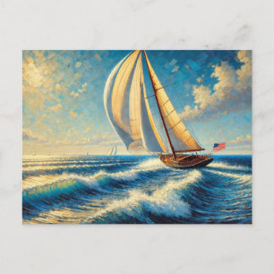 Cartão Postal Navegação no lago Michigan Sailboat