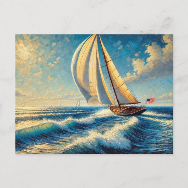 Cartão Postal Navegação no lago Michigan Sailboat (Frente)