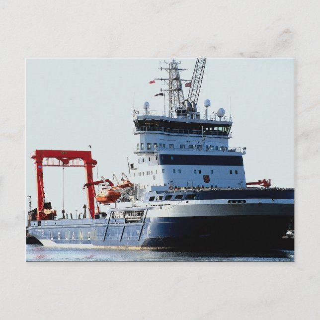 Cartão Postal Navio a motor, docas de Edinburgh Leith (Frente)