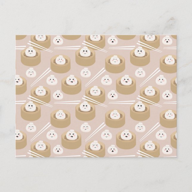 Cartão Postal Navio a vapor Cute Kawaii Dumplings (Frente)