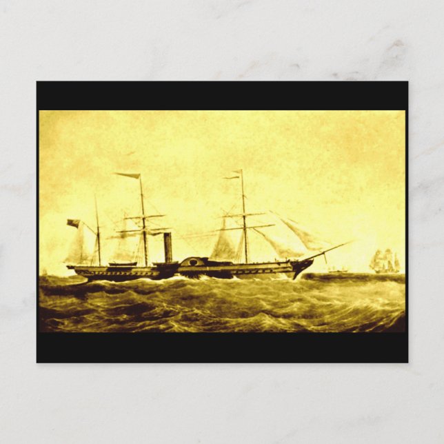 Cartão Postal Navio a vapor de Paddle, RMS "Britannia", 1840 (Frente)