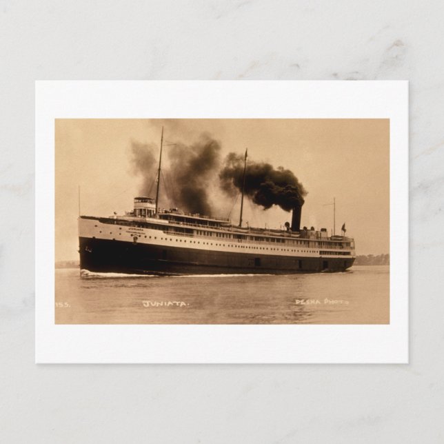 Cartão Postal Navio a vapor de passageiros Juniata - Louis Pesha (Frente)