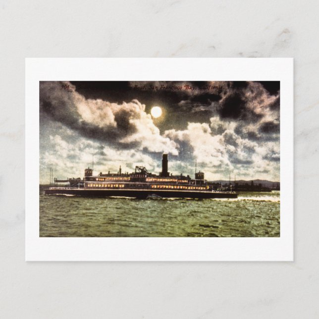 Cartão Postal Navio a vapor na Baía de São Francisco (Frente)