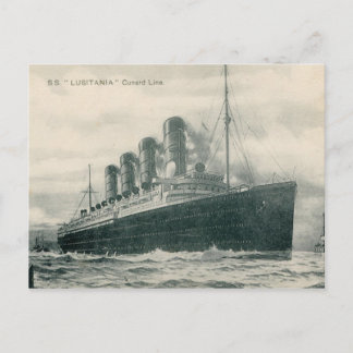 Cartão Postal Navio a vapor SS Lusitânia