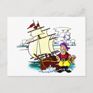 Cartão Postal Navio à vela de desenho