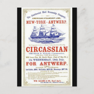 Cartão Postal Navio Circassiano Clipper à vela 1866