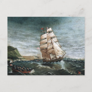 Cartão Postal Navio Clipper no Porto de Nova Iorque, 1890