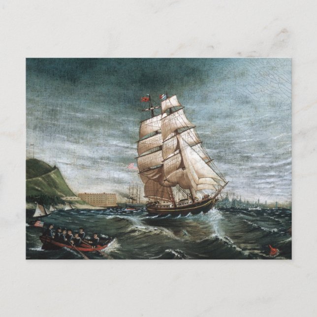 Cartão Postal Navio Clipper no Porto de Nova Iorque, 1890 (Frente)