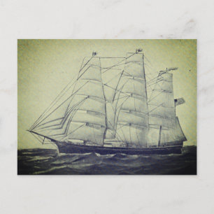 Cartão Postal Navio Clipper Young America 1853