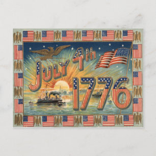 Cartão Postal Navio da águia americana do nascer do sol da