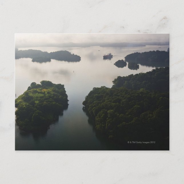 Cartão Postal Navio de contentores no Lago Gatun, Canal do Panam (Frente)