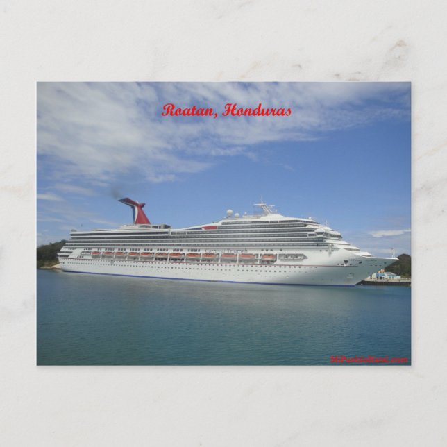 Cartão Postal Navio de cruzeiro ancorado em Roatan, Honduras (Frente)