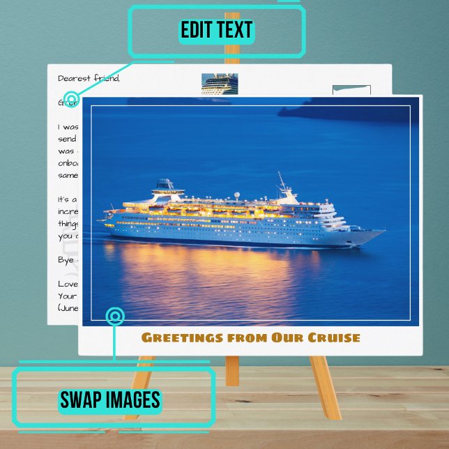 Cartão Postal Navio de cruzeiro ao pôr do sol (Please enjoy our cruise ship postcard)