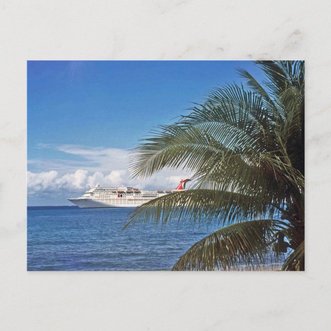 Cartão Postal Navio de cruzeiro de Carnaval atracado na Ilha Gra (Frente)