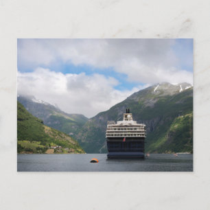 Cartão Postal Navio de cruzeiro em Geirangerfjord