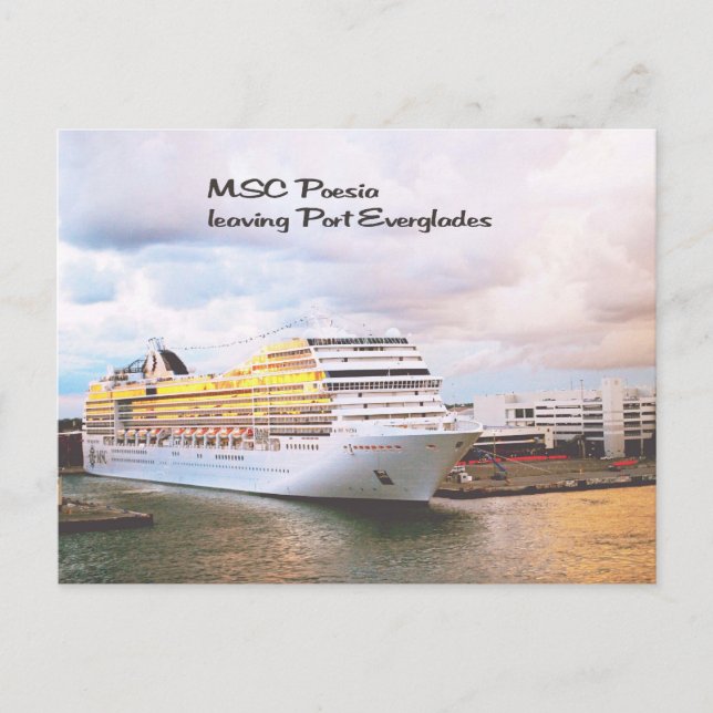 Cartão Postal Navio de cruzeiro no porto (Frente)