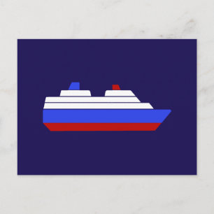 Cartão Postal navio de mar vermelho e azul